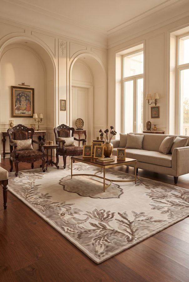 Champagne Aubusson — shown in a Bhadohi setting