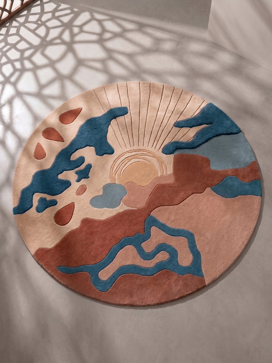Nature-Inspired Collection — hand-tufted rugs with carved landscape textures