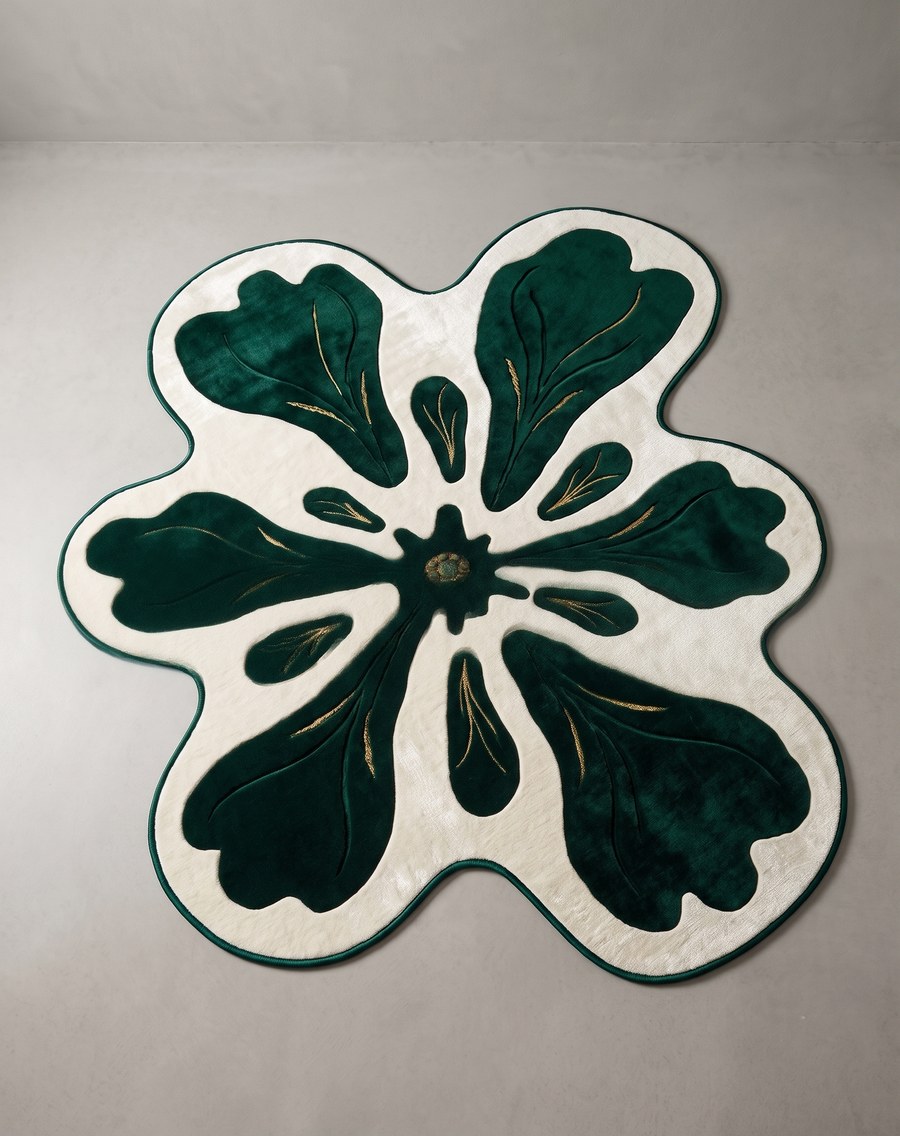 Emerald Bloom — hand-tufted rug