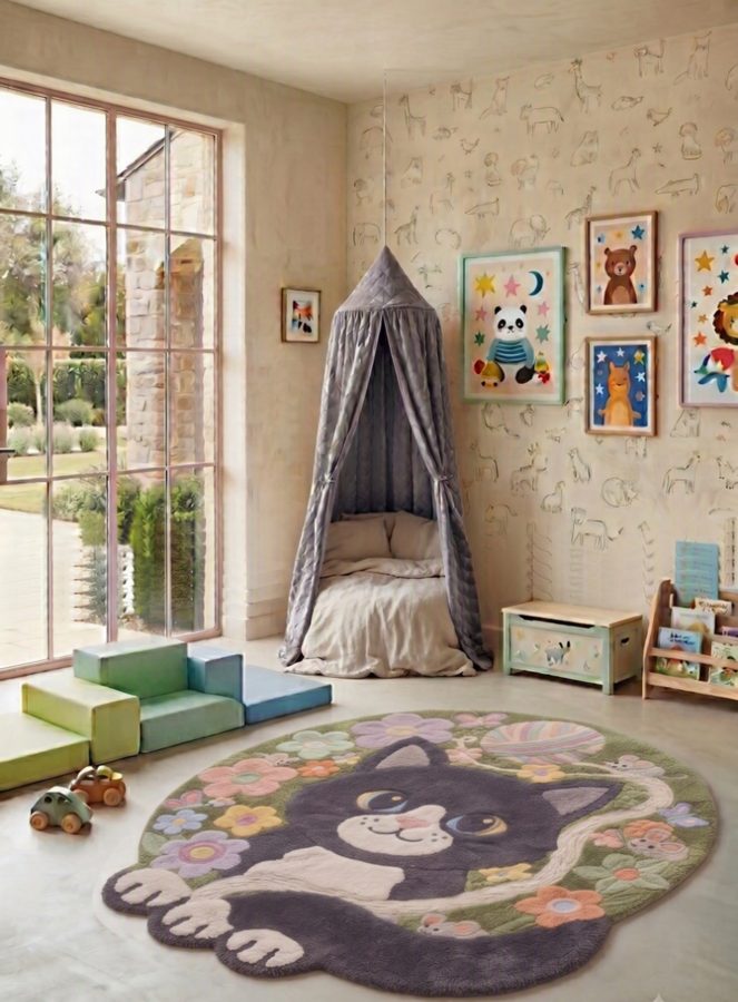Kitten Play rug in a child's room