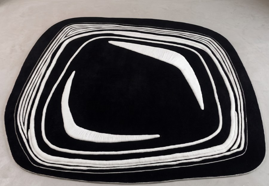 Noir Current — hand-tufted rug