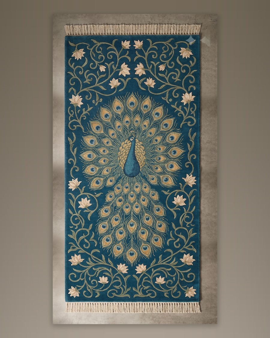 Royal Peacock Vine — hand-tufted rug