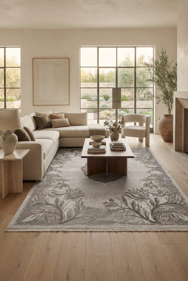 Silver Aubusson — styled in a room