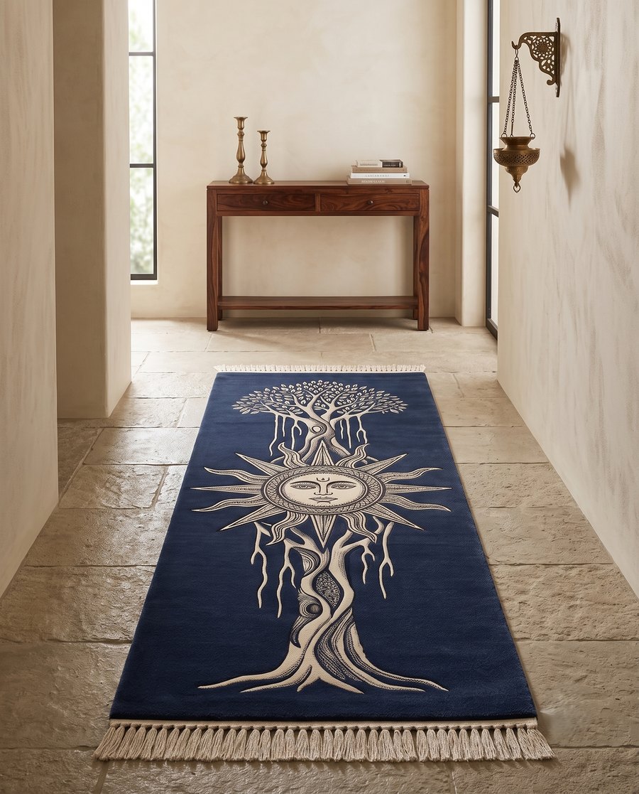 Sun Tree runner in a sunlit entryway hallway