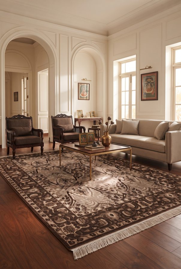 Umber Medallion — shown in a Bhadohi setting