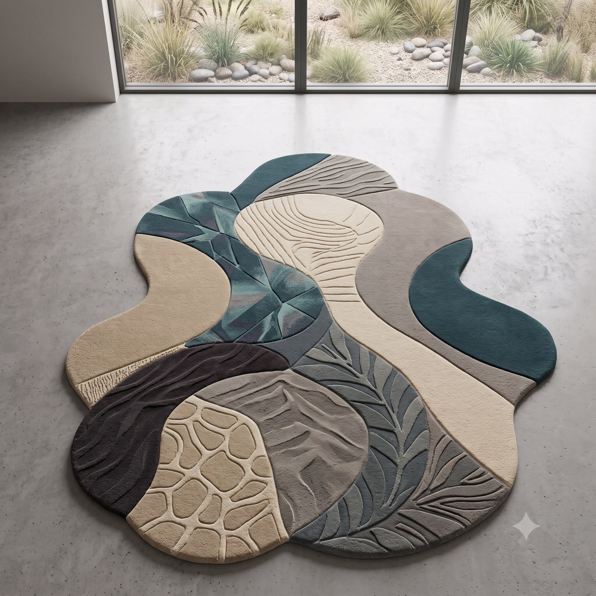Nature-Inspired Collection — hand-tufted rugs with carved landscape textures