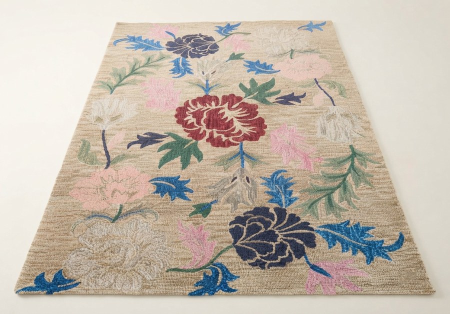 Rose Garden Bouquet — hand-tufted rug, Diwali sale