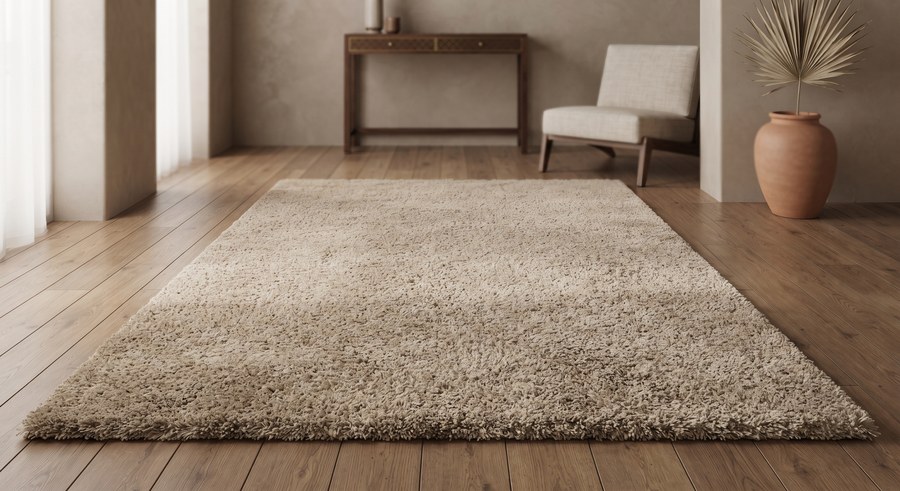 Textured Beige Solid — hand-tufted rug, Diwali sale