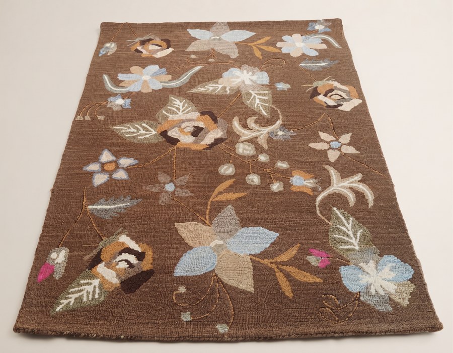 Brown Floral & Butterfly — hand-tufted rug, Diwali sale