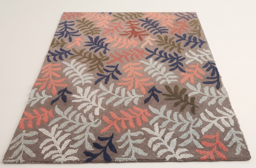 Coral Fern Scatter — hand-tufted rug, Diwali sale