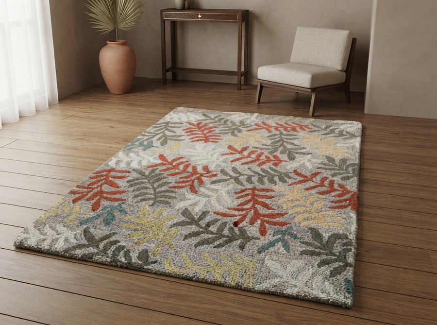 Multicolour Fern Weave — hand-tufted rug, Diwali sale
