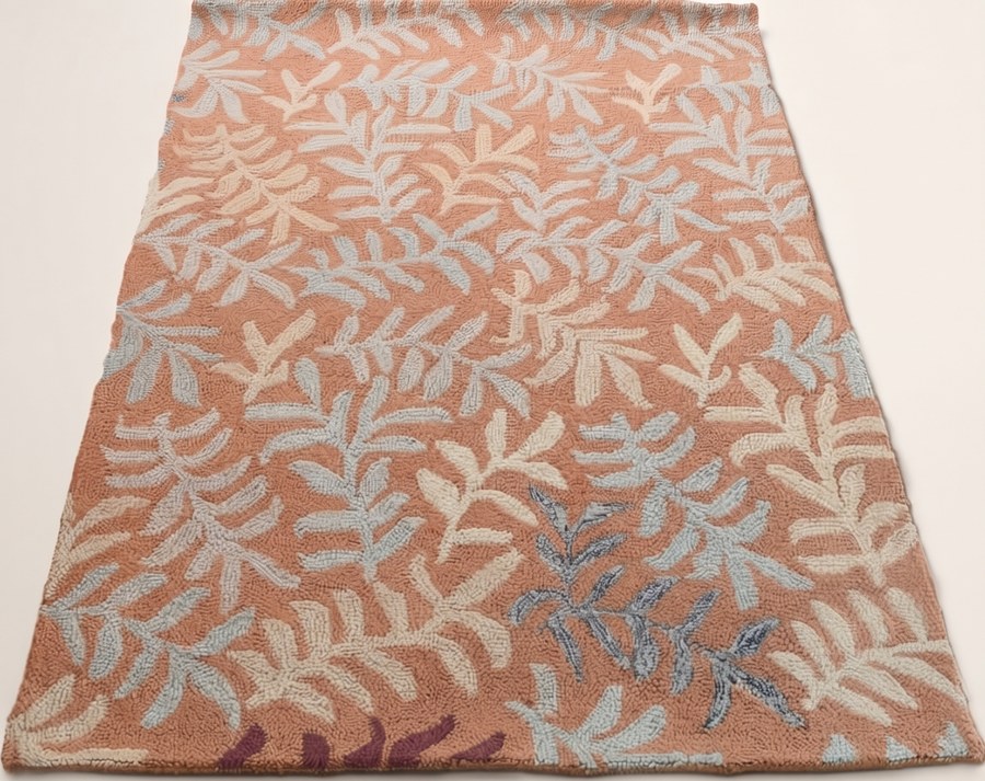 Peach & Tan Fern — hand-tufted rug, Diwali sale
