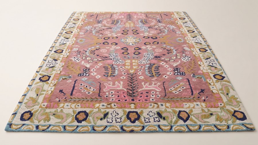 Blush Ornate Floral — hand-tufted rug, Diwali sale
