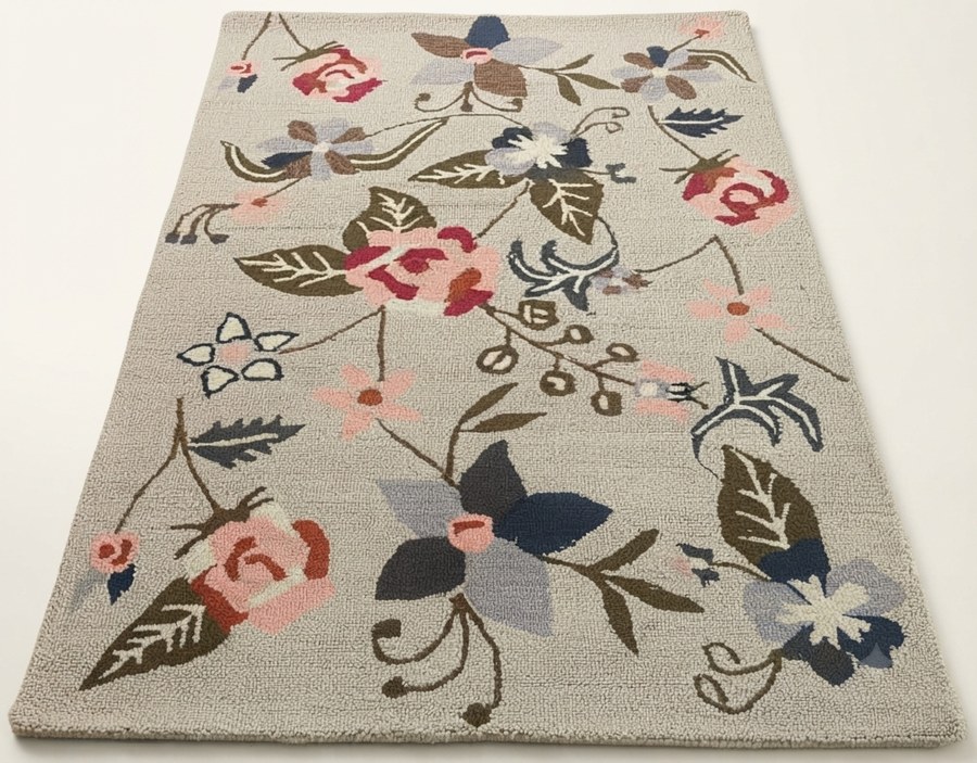 Olive Floral Vine — hand-tufted rug, Diwali sale