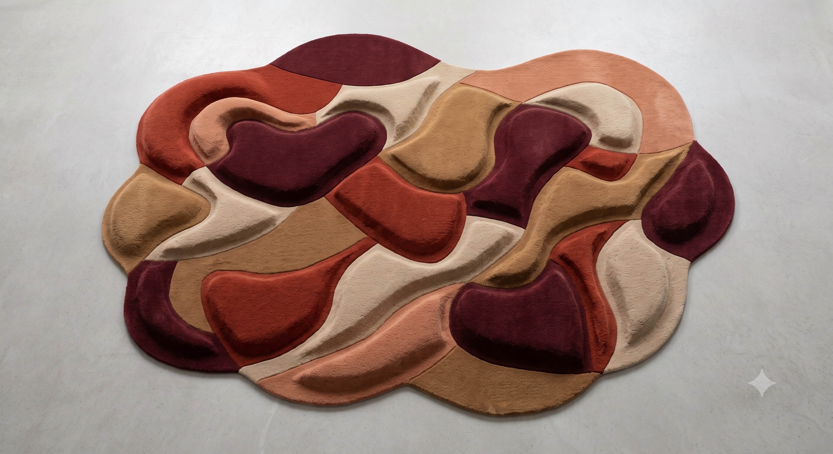 Detail of a House of Souravi hand-tufted rug showing anti-skid canvas backing construction